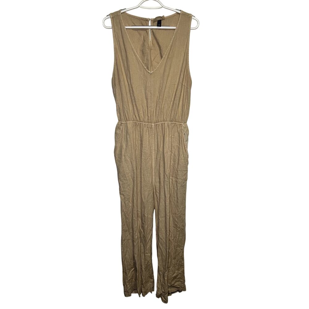 Universal Thread tan cut out‎ sleeveless linen jumpsuit womens XL lagenlook